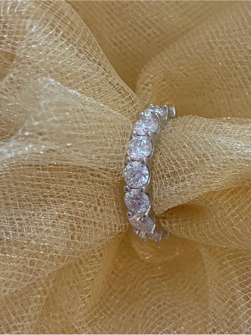 Silver Eternity Ring with White Round Crystals